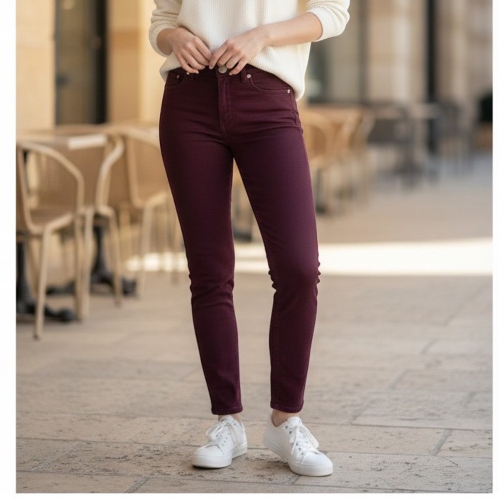 Buffalo David Bitton Hope Skinny Jeans Burgundy Mid Rise Stretch Pants Size 4/27